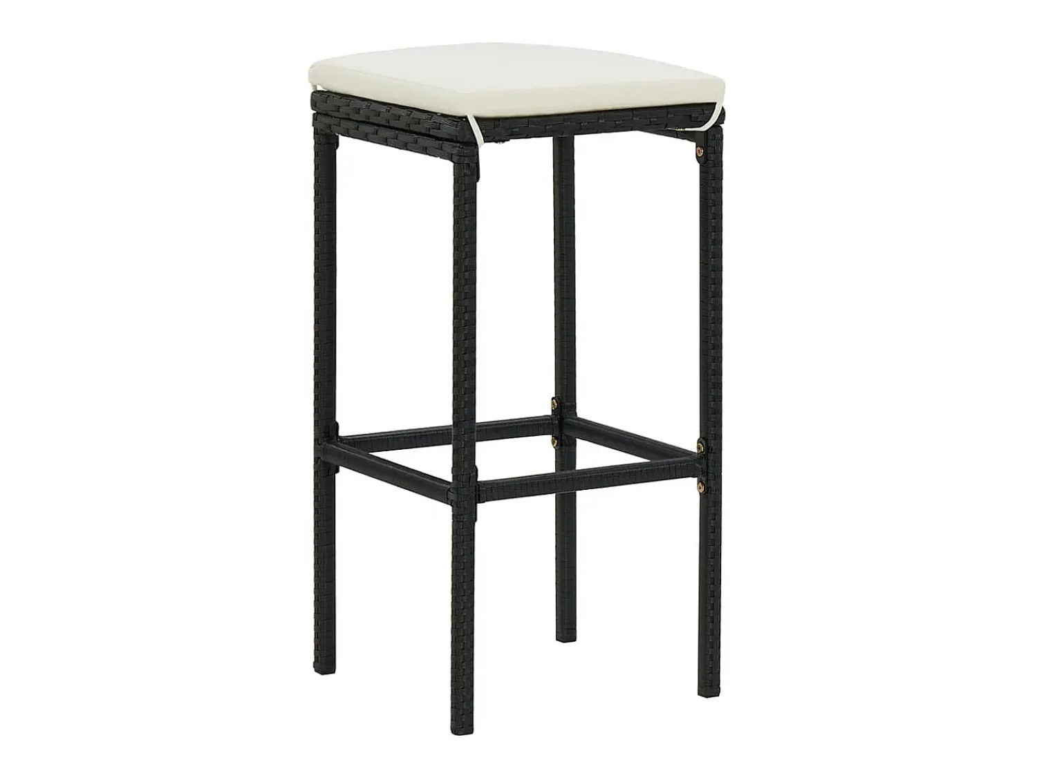 Banco*vidaxl Bancos de bar com almofadões 6 pcs vime PE Preto
