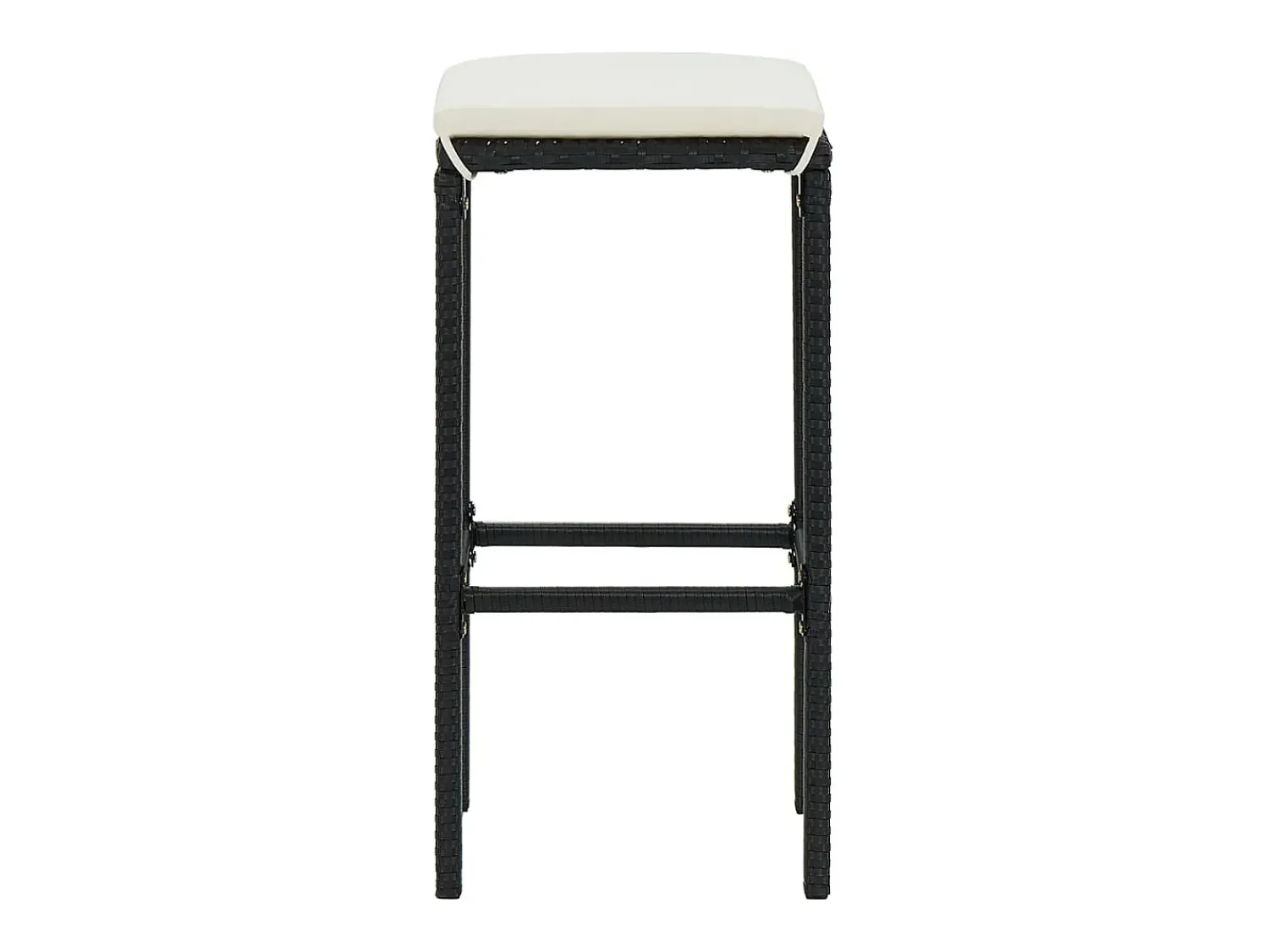 Banco*vidaxl Bancos de bar com almofadões 6 pcs vime PE Preto