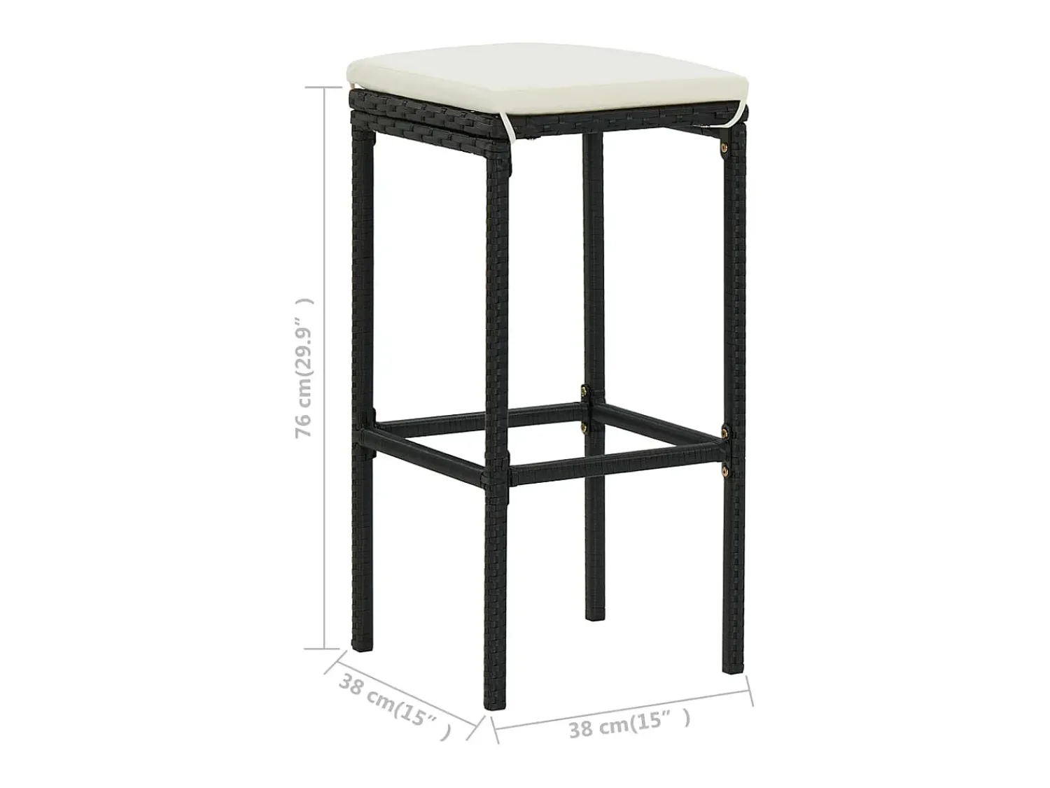 Banco*vidaxl Bancos de bar com almofadões 6 pcs vime PE Preto