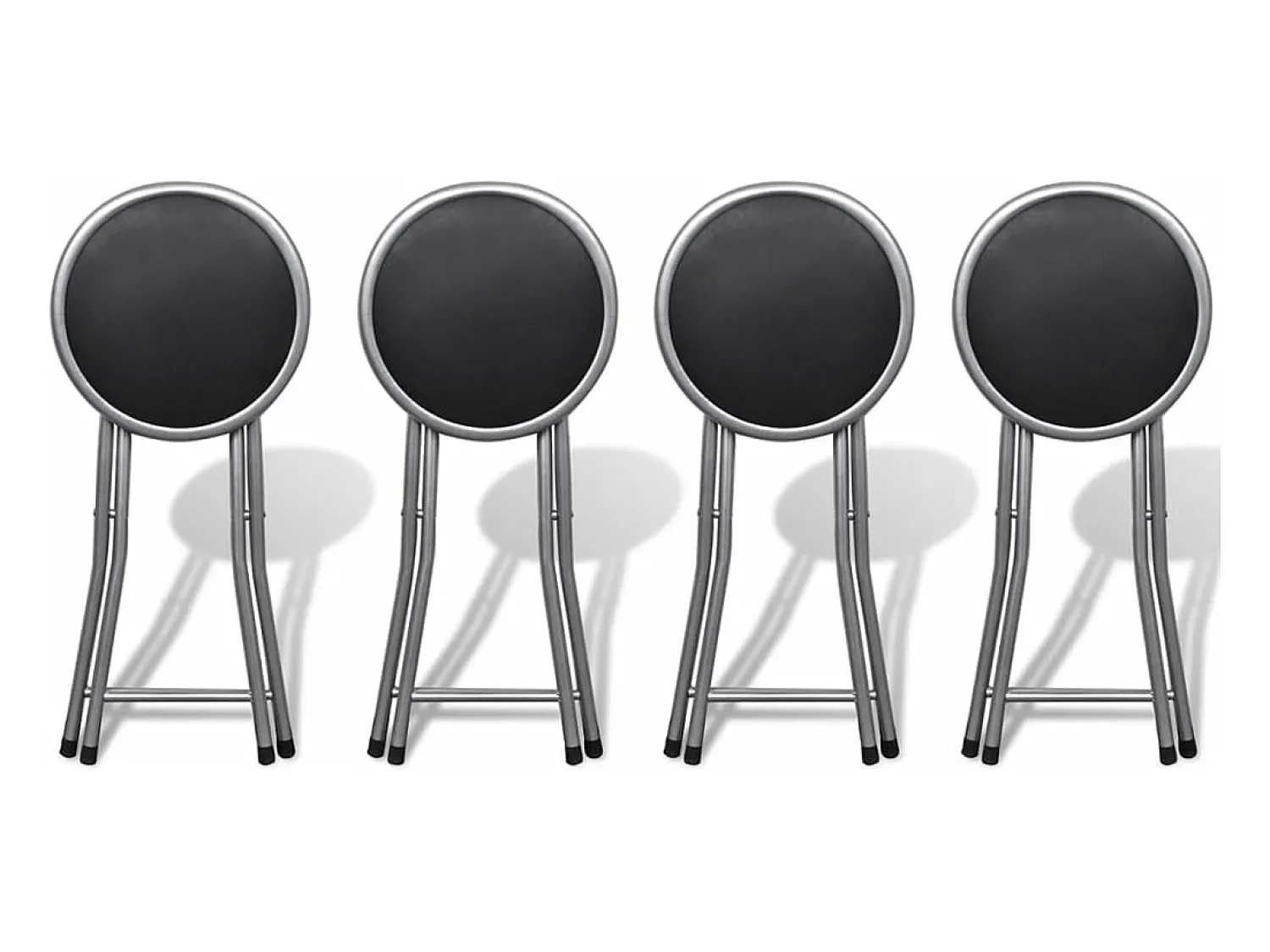 Banco| Bancos de bar dobráveis 4 pcs couro artificial PT476916 Preto