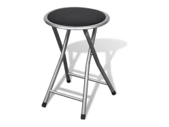 Banco| Bancos de bar dobráveis 4 pcs couro artificial PT476916 Preto