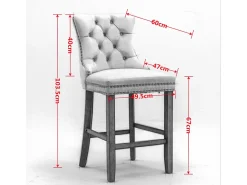 Hot KOMHTOM Bancos de bar estofados, conjunto de 2 Com rebites decorativos e pés em madeira Acabamento cromado com rebites Revestimento em veludo, Azul claro