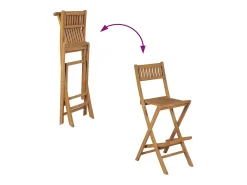 Banco|vidaxl Bancos de bar exterior dobráveis 2 pcs madeira teca maciça Natural claro