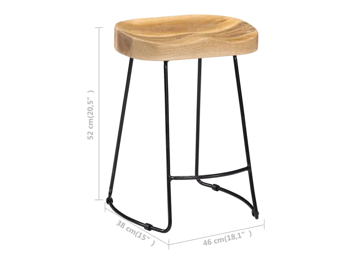 Banco|vidaxl Bancos de bar Gavin 2 pcs madeira mangueira maciça Natural claro