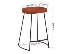 Best vidaxl Bancos de bar Gavin 2pcs 45x40x63cm madeira de mangueira maciça Natural claro
