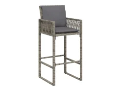 Discount Bancos de bar p/ jardim com almofadões 2 pcs vime PE PT758182 Cinzento