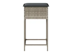 Banco* Bancos de bar p/ jardim com almofadões 2pcs vime PE cinza-claro PT456103 Cinzento