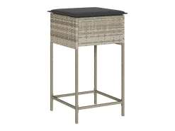Banco* Bancos de bar p/ jardim com almofadões 2pcs vime PE cinza-claro PT456103 Cinzento
