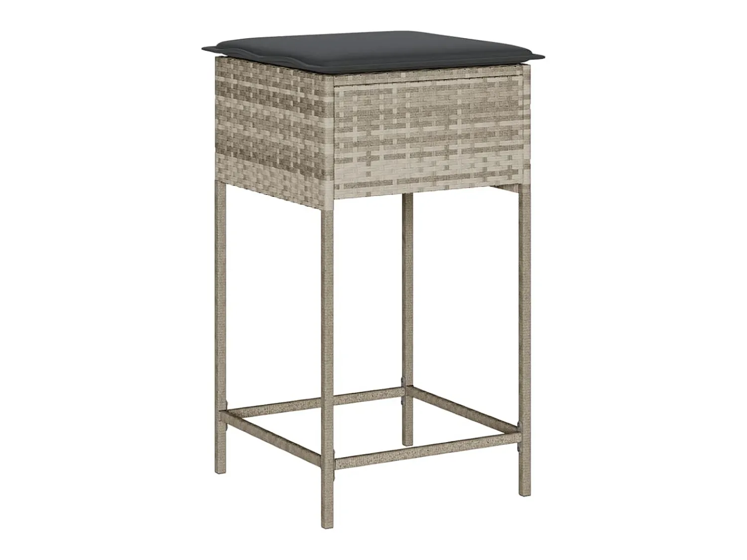 Banco* Bancos de bar p/ jardim com almofadões 2pcs vime PE cinza-claro PT456103 Cinzento