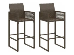Banco| Bancos de bar para jardim 2 pcs vime PE PT844854 Castanho