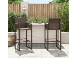 Banco| Bancos de bar para jardim 2 pcs vime PE PT844854 Castanho