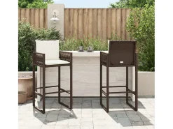 Hot Bancos de bar para jardim com almofadões 2 pcs vime PE PT359417 Castanho