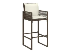 Hot Bancos de bar para jardim com almofadões 2 pcs vime PE PT359417 Castanho