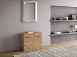 Consola*ITAMOBY Bancos inferior e superiorextensíveis 26x72/300 cm Evolve Carvalho Natural extensões internas Castanho