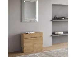 Consola*ITAMOBY Bancos inferior e superiorextensíveis 26x72/300 cm Evolve Carvalho Natural extensões internas Castanho