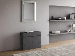 Consola|ITAMOBY Bancos inferior e superiorextensíveis 26x72/300 cm Evolve Antracite Espatulado extensões internas Cinzento