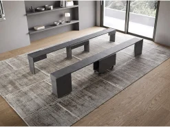 Consola|ITAMOBY Bancos inferior e superiorextensíveis 26x72/300 cm Evolve Antracite Espatulado extensões internas Cinzento
