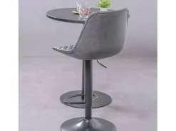 Nest Dream Banqueta ajustável com encosto estofado em couro sintético - Brandon - Cinza^ Banco