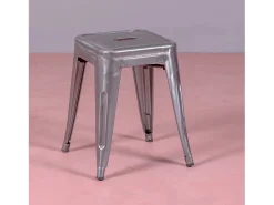 Banco*Nest Dream Banqueta baixa industrial em aço metálico (45cm) - Bistro - Metal Prateado