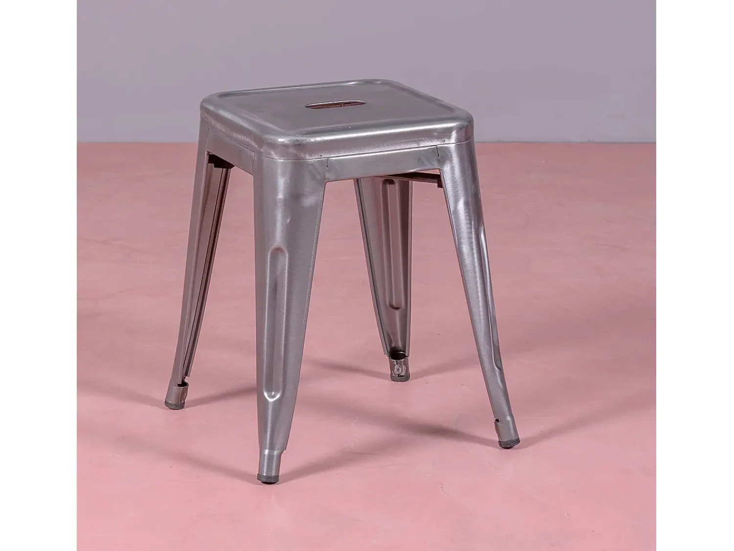 Banco*Nest Dream Banqueta baixa industrial em aço metálico (45cm) - Bistro - Metal Prateado