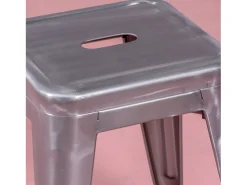Banco*Nest Dream Banqueta baixa industrial em aço metálico (45cm) - Bistro - Metal Prateado