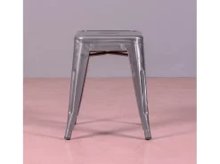 Banco*Nest Dream Banqueta baixa industrial em aço metálico (45cm) - Bistro - Metal Prateado