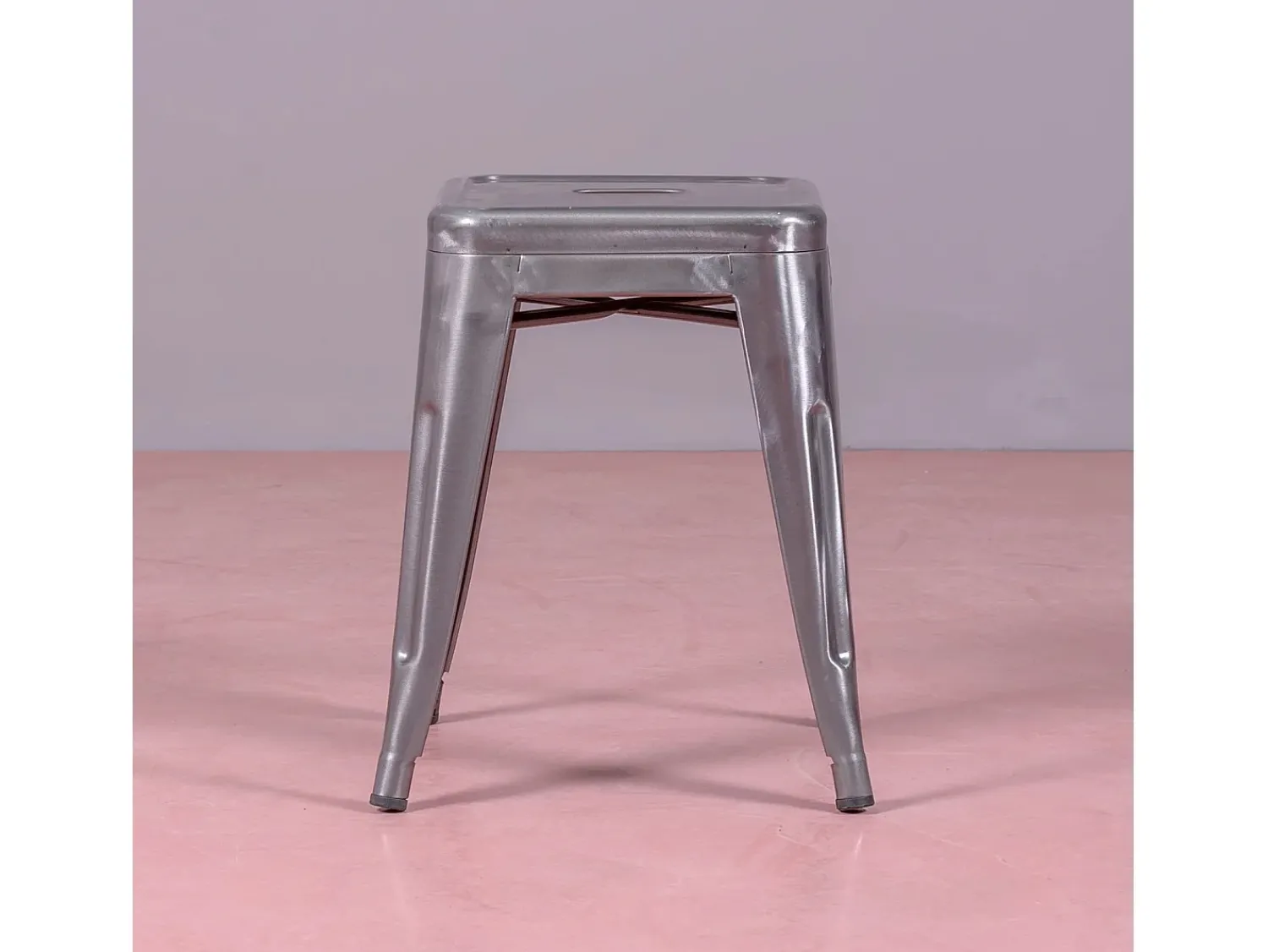 Banco*Nest Dream Banqueta baixa industrial em aço metálico (45cm) - Bistro - Metal Prateado