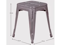 Banco*Nest Dream Banqueta baixa industrial em aço metálico (45cm) - Bistro - Metal Prateado