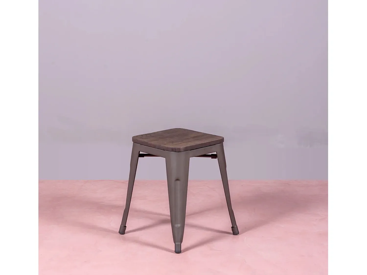 Nest Dream Banqueta baixa industrial em aço envelhecido e assento de madeira (45cm) - Bistro - Antiguidade^ Banco