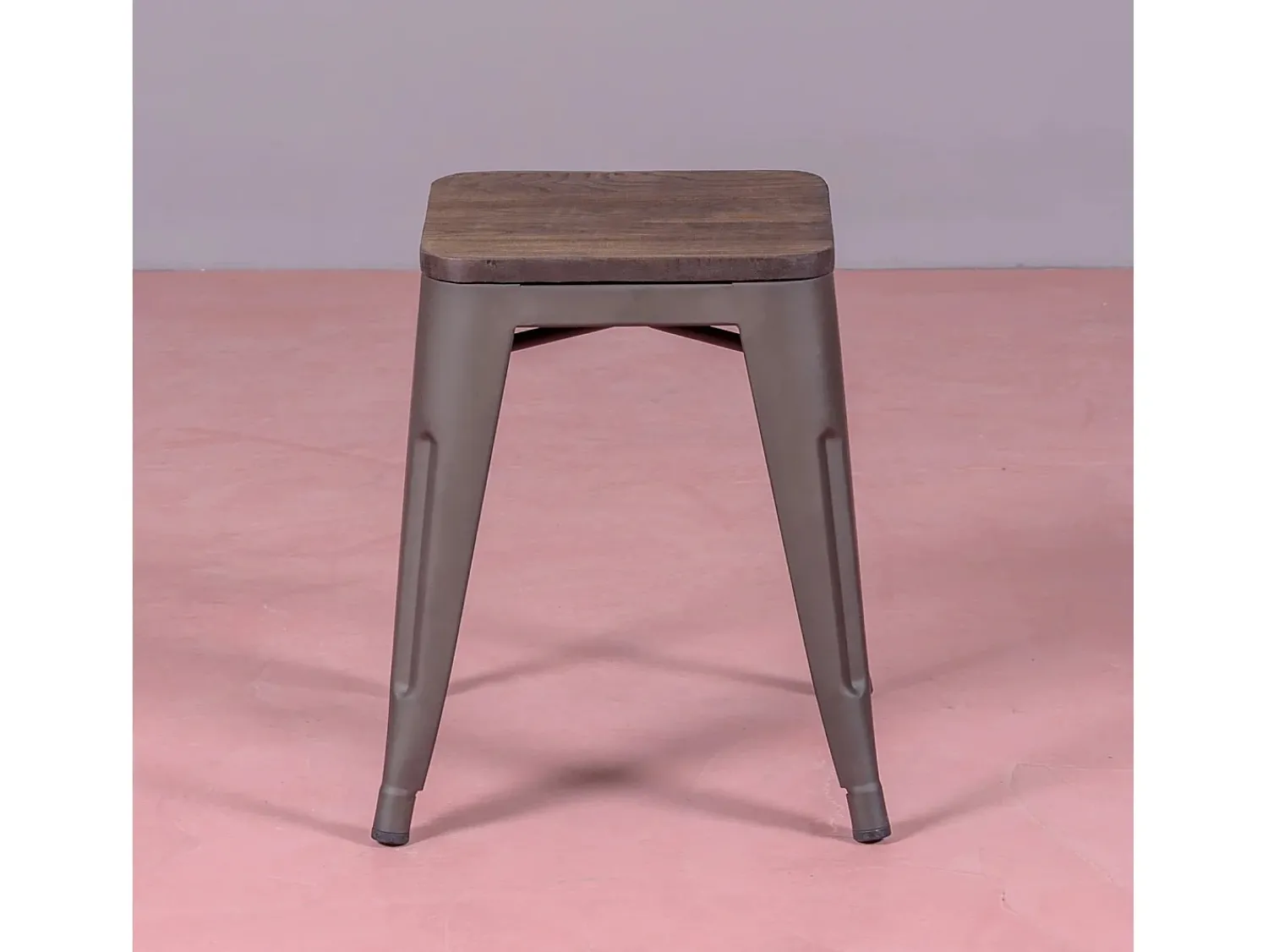 Nest Dream Banqueta baixa industrial em aço envelhecido e assento de madeira (45cm) - Bistro - Antiguidade^ Banco