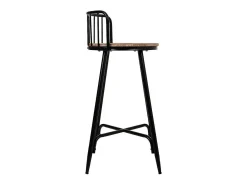 Sale Banqueta com encosto em metal cinza e madeira. Cinzento