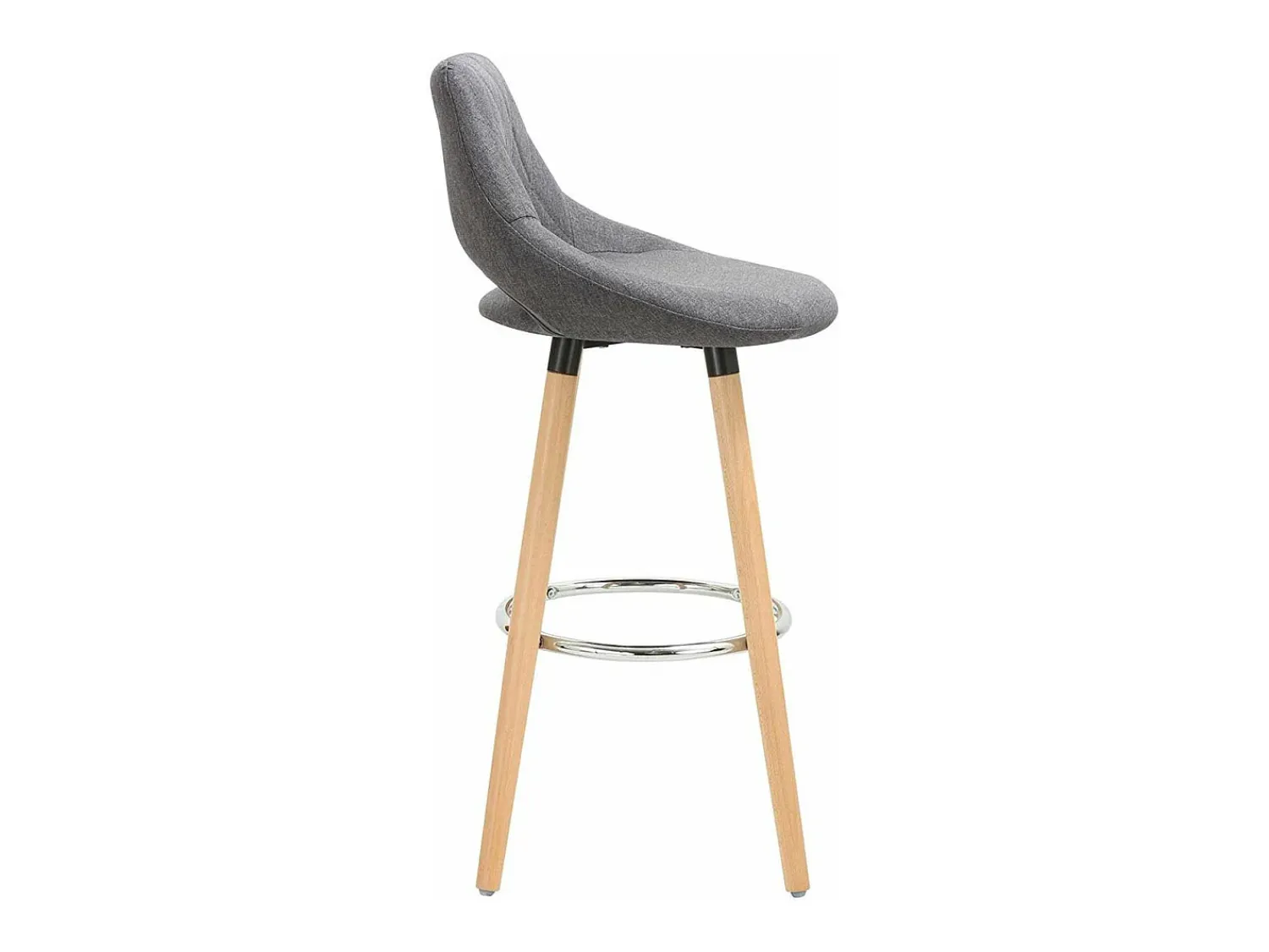 Clearance Helloshop26 Banqueta de bar em linho com encosto e apoio para os pés conjunto de 2 cinza escuro 19_0000553 Cinzento