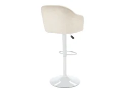 Banco*Vente-unique Banqueta de bar em tecido e metal - Altura ajustável - e branco - CARSTEN Creme