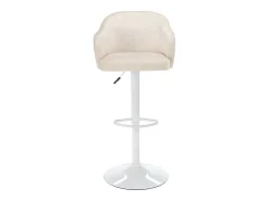 Banco*Vente-unique Banqueta de bar em tecido e metal - Altura ajustável - e branco - CARSTEN Creme