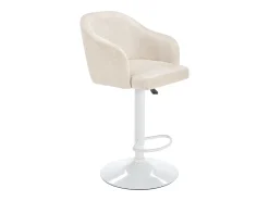Banco*Vente-unique Banqueta de bar em tecido e metal - Altura ajustável - e branco - CARSTEN Creme