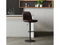 Meublorama Banqueta de bar estilo vintage na cor marrom escuro. Coleção BELFAST.^ Banco