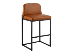 Banco* Banqueta de Bar SucceBuy, Lote de 4, Cadeira de Bar em Couro PU Confortável, 68 cm de Altura, Assento de Cozinha com Encosto E Pés em Metal, Marrom Castanho