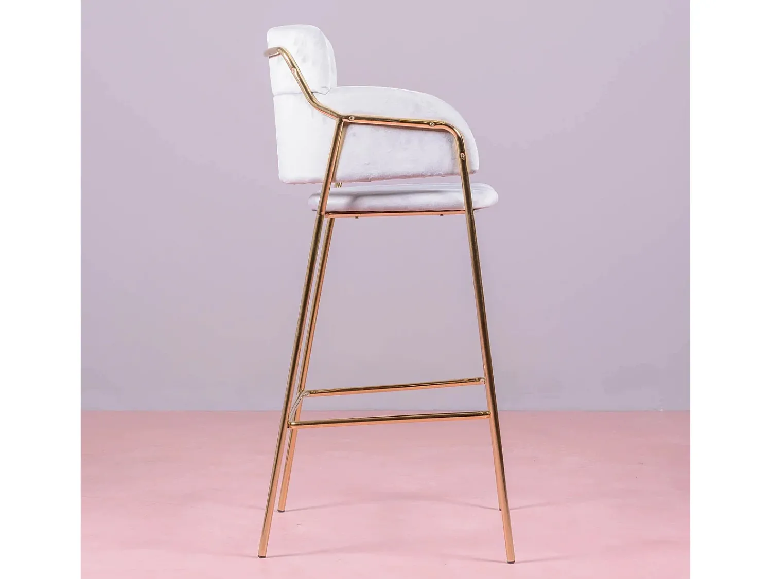 Sale Nest Dream Banqueta de design estofada em veludo e pernas douradas - Cruiser - Cinza Cinzento