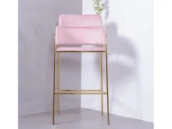Banco*Nest Dream Banqueta de design estofada em veludo e pernas douradas - Cruiser - Rosa