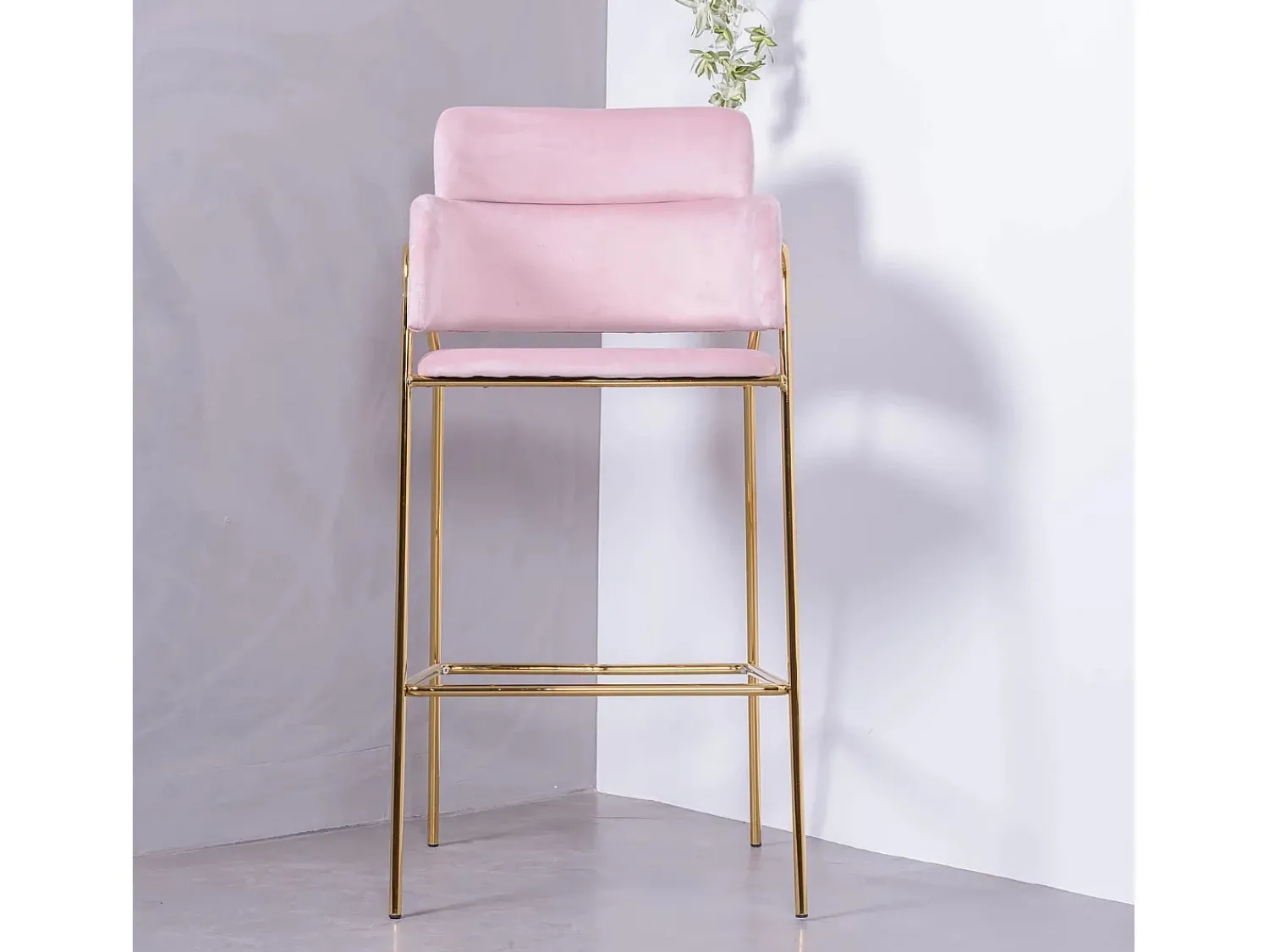 Banco*Nest Dream Banqueta de design estofada em veludo e pernas douradas - Cruiser - Rosa