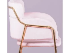 Banco*Nest Dream Banqueta de design estofada em veludo e pernas douradas - Cruiser - Rosa