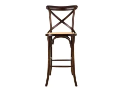 Banqueta de madeira e assento de rattan^ Banco