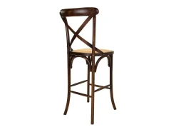 Banqueta de madeira e assento de rattan^ Banco