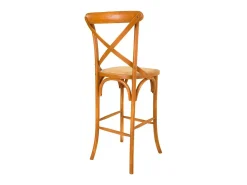 Banco* Banqueta de madeira e assento de rattan Castanho