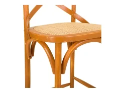 Banco* Banqueta de madeira e assento de rattan Castanho