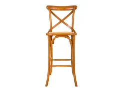 Banco* Banqueta de madeira e assento de rattan Castanho