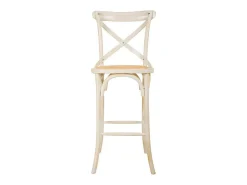 Banco| Banqueta de madeira e assento de rattan Branco