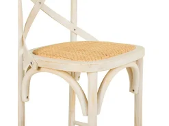 Banco| Banqueta de madeira e assento de rattan Branco
