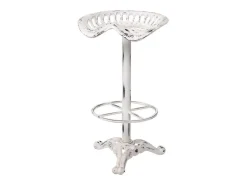 Banco* Banqueta de madeira e metal laqueado Branco