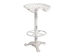 Banco* Banqueta de madeira e metal laqueado Branco